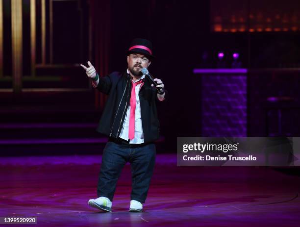 Comedian Brad Williams of Mad Apple by Cirque du Soleil perform during the premiere at New York-New York Hotel & Casino on May 26, 2022 in Las Vegas,...