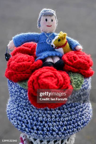 Knitted Royal scenes to commemorate the Queen’s Platinum Jubilee are displayed in Saltburn by the Sea on May 27, 2022 in Saltburn-by-the-Sea,...