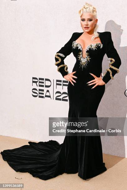 Christina Aguilera attends amfAR Gala Cannes 2022 at Hotel du Cap-Eden-Roc on May 26, 2022 in Cap d'Antibes, France.