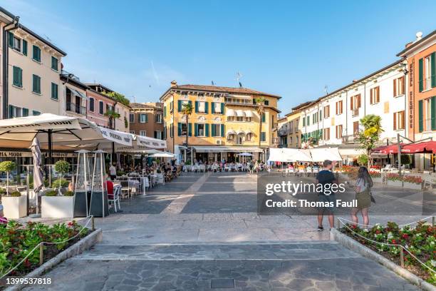 restaurants in sirmione on lake garda - sirmione stock pictures, royalty-free photos & images