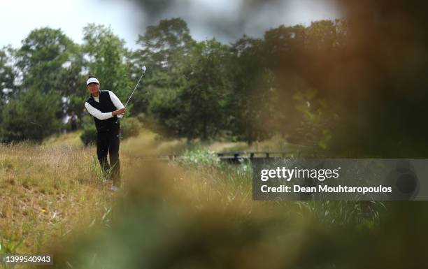 Haotong Li of China plays his second shot on the second hole during Day Two of the Dutch Open at Bernardus Golf on May 27, 2022 in Cromvoirt,...