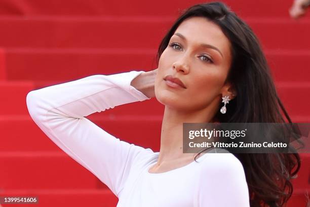 Bella Hadid attends the screening of "Broker " during the 75th annual Cannes film festival at Palais des Festivals on May 26, 2022 in Cannes, France.