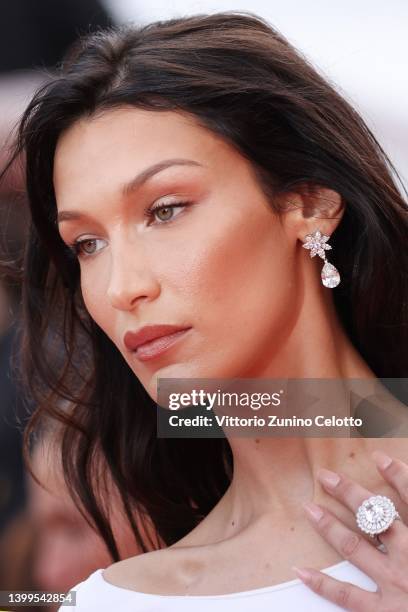 Bella Hadid attends the screening of "Broker " during the 75th annual Cannes film festival at Palais des Festivals on May 26, 2022 in Cannes, France.