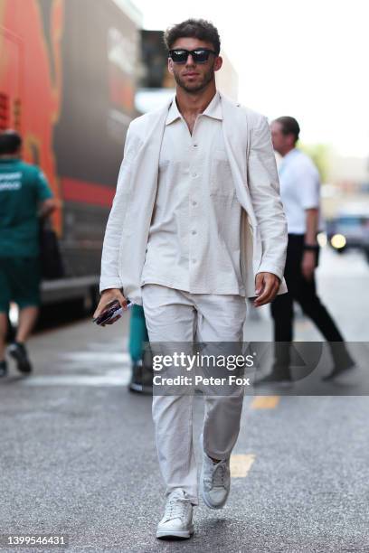 Pierre Gasly of France and Scuderia AlphaTauri walks in the Paddock prior to practice ahead of the F1 Grand Prix of Monaco at Circuit de Monaco on...