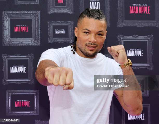 Boxer Joe Joyce attends the premiere of "Mad Apple by Cirque du Soleil" at The Park on May 26, 2022 in Las Vegas, Nevada.