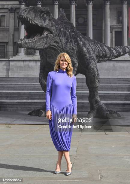 Laura Dernattends the "Jurassic World Dominion" photocall at Trafalgar Square on May 27, 2022 in London, England.