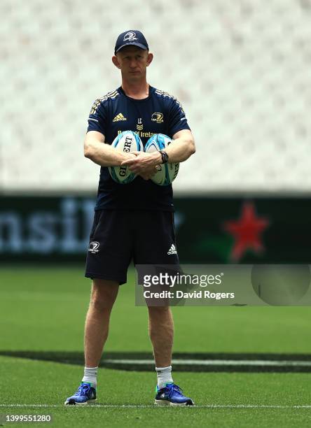 Leo Cullen, the Leinster head coach looks on during the Leinster Rugby captain's run at Stade Velodrome on May 27, 2022 in Marseille, France.