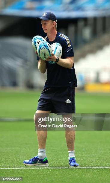 Leo Cullen, the Leinster head coach looks on during the Leinster Rugby captain's run at Stade Velodrome on May 27, 2022 in Marseille, France.