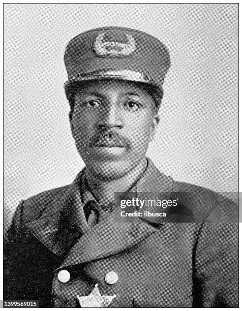 antique photograph from lawrence, kansas, in 1898: sam jeans, assistant chief of police - black police stock illustrations