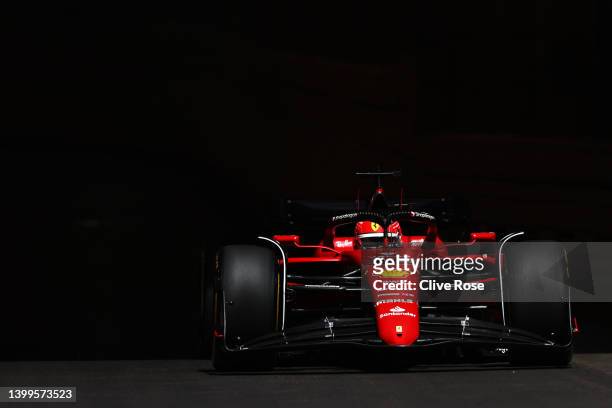 Charles Leclerc of Monaco driving the Ferrari F1-75 on track during practice ahead of the F1 Grand Prix of Monaco at Circuit de Monaco on May 27,...
