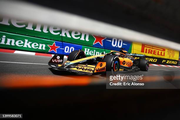 Daniel Ricciardo of Australia driving the McLaren MCL36 Mercedes on track during practice ahead of the F1 Grand Prix of Monaco at Circuit de Monaco...