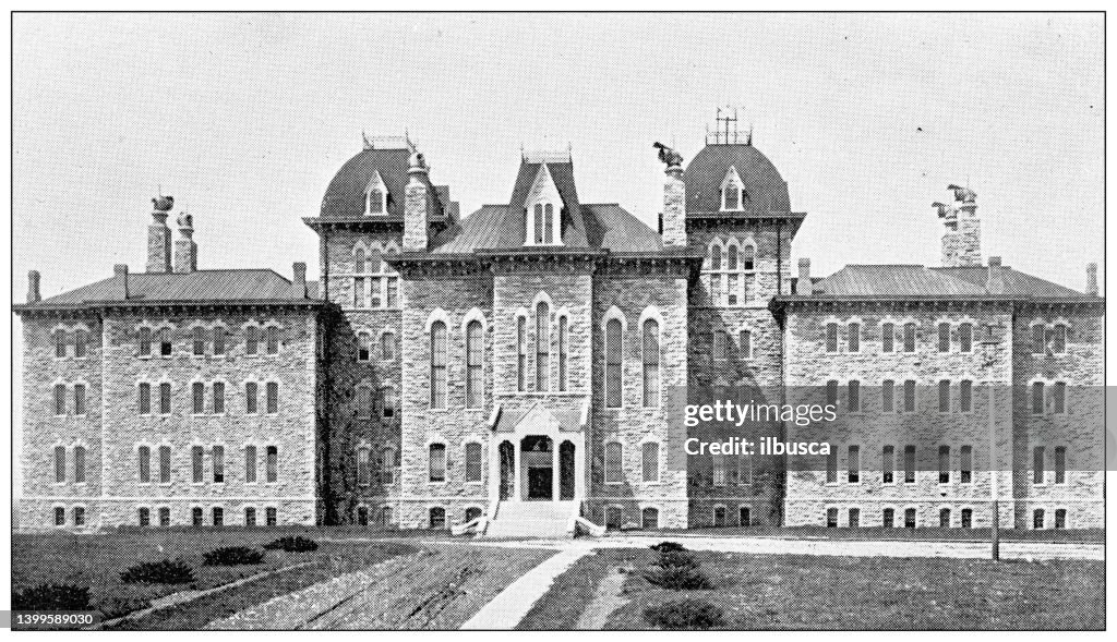 Antique photograph from Lawrence, Kansas, in 1898: University of Kansas, Frazer Hall