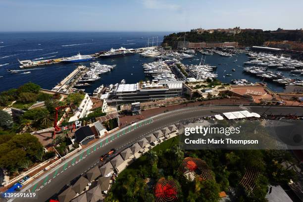 Sergio Perez of Mexico driving the Oracle Red Bull Racing RB18 on track during practice ahead of the F1 Grand Prix of Monaco at Circuit de Monaco on...