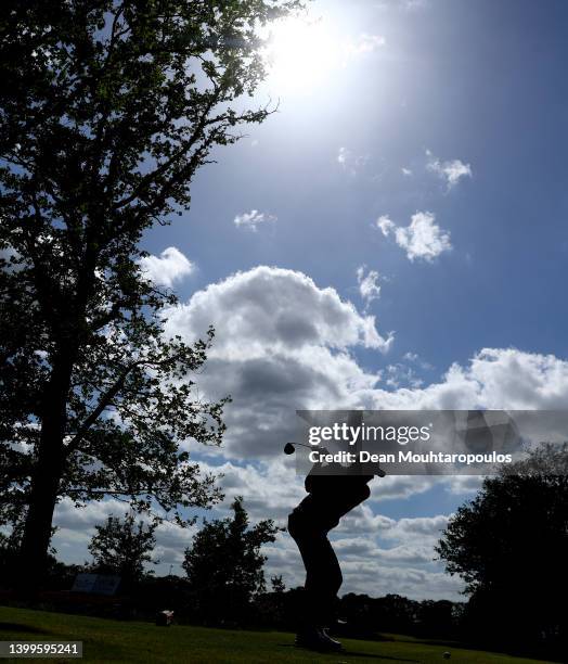 Eddie Pepperell of England tees off on the 14th hole during Day Two of the Dutch Open at Bernardus Golf on May 27, 2022 in Cromvoirt, Netherlands.