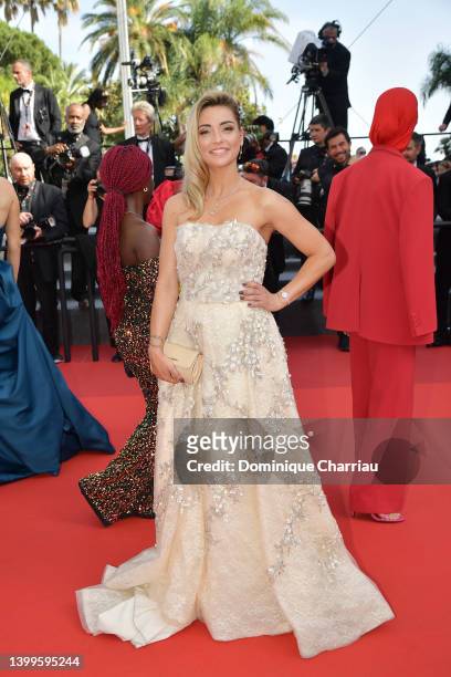 Priscilla Betti attends the screening of "Mother And Son " during the 75th annual Cannes film festival at Palais des Festivals on May 27, 2022 in...