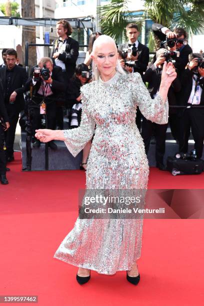 Helen Mirren attends the screening of "Mother And Son " during the 75th annual Cannes film festival at Palais des Festivals on May 27, 2022 in...