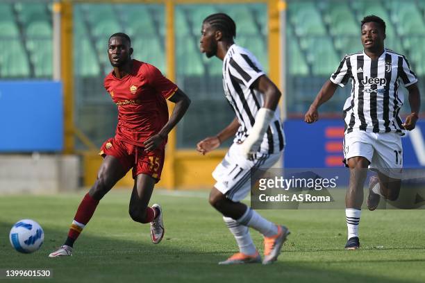 Maissa Codou Ndiaye of Roma U Davide Mastrantonio of Roma U19 in action during the Primavera 1 Playoffs match between AS Roma and Juventus U19 at...