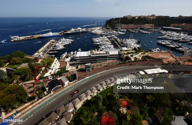 Sergio Perez of Mexico driving the Oracle Red Bull Racing RB18 on track during practice ahead of the F1 Grand Prix of Monaco at Circuit de Monaco on...