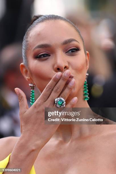 Lais Ribeiro attends the screening of "Mother And Son " during the 75th annual Cannes film festival at Palais des Festivals on May 27, 2022 in...