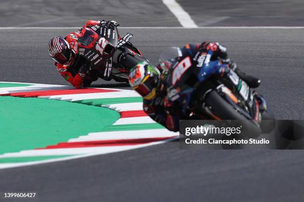 Maverick Vinales of Spain and Aprilia Racing on track during MotoGP of Italy - Free Practice at Mugello Circuit on May 27, 2022 in Scarperia, Italy.