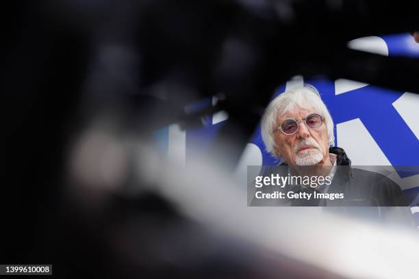 Bernie Ecclestone during a visit to the Velocitta racetrack for a Stock Car and Formula 4 race on May 15, 2022 in Mogi Guacu, Brazil.
