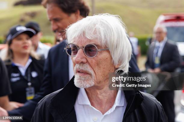 Bernie Ecclestone during a visit to the Velocitta racetrack for a Stock Car and Formula 4 race on May 15, 2022 in Mogi Guacu, Brazil.