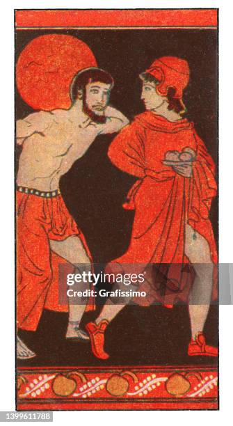 hercules and atlas art nouveau illustration - atlas mythological figure stock illustrations