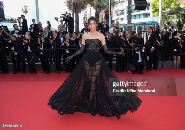 Gemma Chan attends the screening of "Mother And Son " during the 75th annual Cannes film festival at Palais des Festivals on May 27, 2022 in Cannes,...