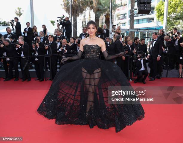Gemma Chan attends the screening of "Mother And Son " during the 75th annual Cannes film festival at Palais des Festivals on May 27, 2022 in Cannes,...