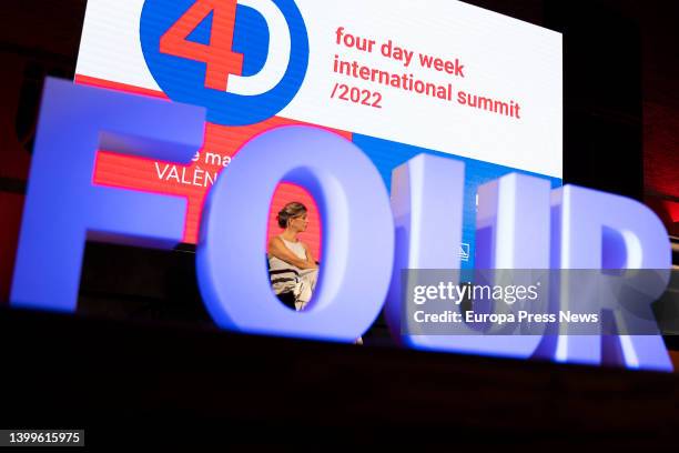 The Second Vice-President and Minister of Labor and Social Economy, Yolanda Diaz, participates in the International 4-Day Week Summit, at the Petxina...