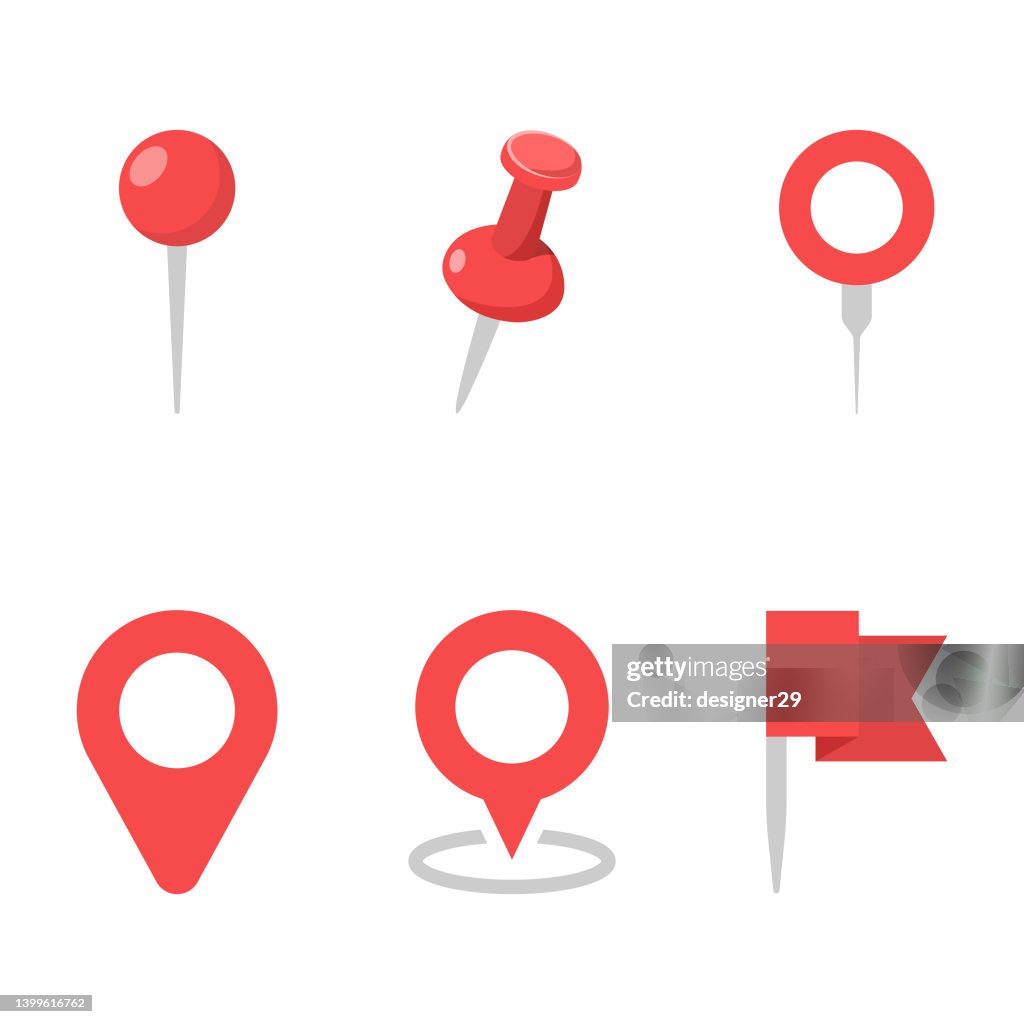 Location and Map Pin Icon Set Vector Design.