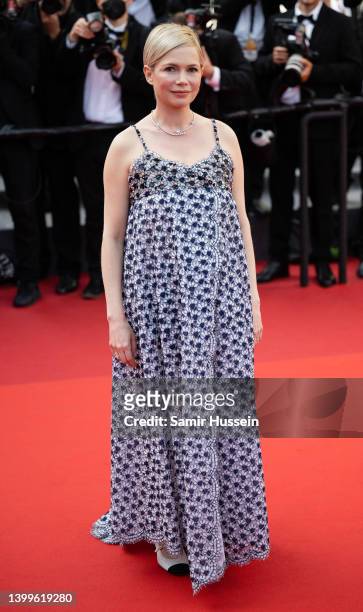 Michelle Williams attends the screening of "Showing Up" during the 75th annual Cannes film festival at Palais des Festivals on May 27, 2022 in...