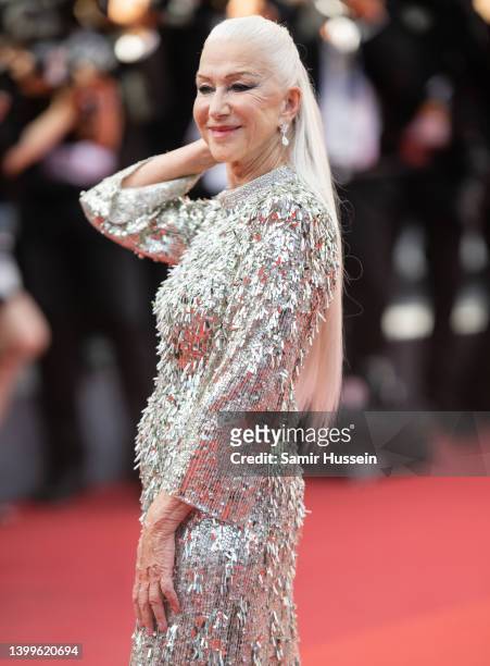 Dame Helen Mirren attends the screening of "Mother And Son " during the 75th annual Cannes film festival at Palais des Festivals on May 27, 2022 in...