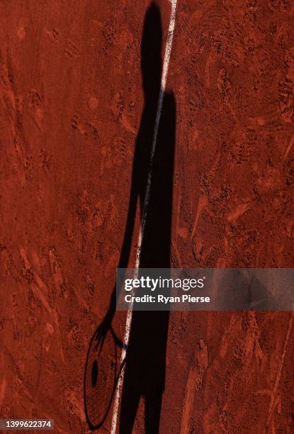 Shadow of a player is seen on Day 6 of The 2022 French Open at Roland Garros on May 27, 2022 in Paris, France.