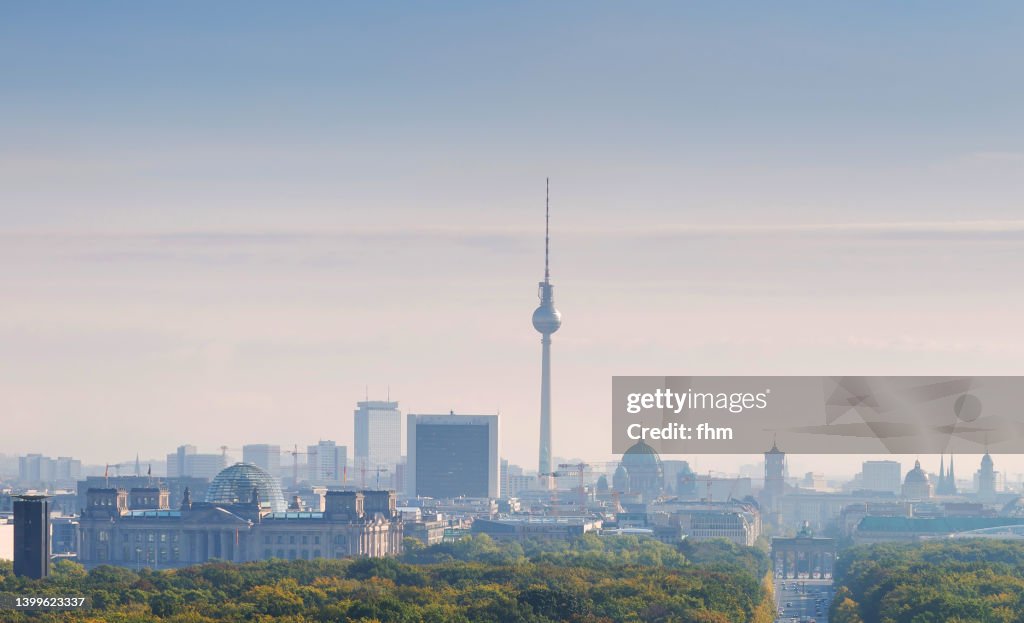 Berlin skyline with Brandenburg Gate and Television Tower