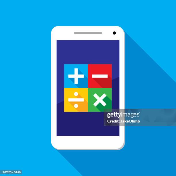 illustrazioni stock, clip art, cartoni animati e icone di tendenza di math smartphone icona piatto - moltiplicazione