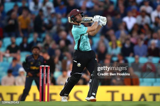 Will Jacks of Surrey in action during the Vitality T20 Blast match between Surrey and Glamorgan at The Kia Oval on May 27, 2022 in London, England.