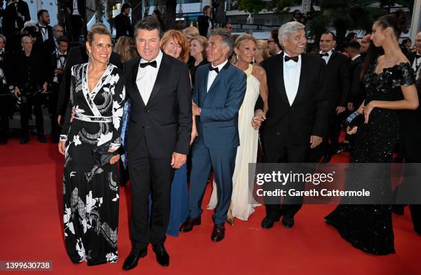 Christian Estrosi and Laura Tenoudji attend the screening of "Mascarade" during the 75th annual Cannes film festival at Palais des Festivals on May...