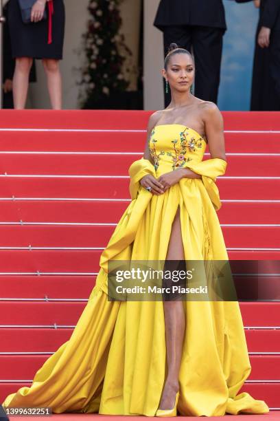 Model Lais Ribeiro attends the screening of "Mother And Son " during the 75th annual Cannes film festival at Palais des Festivals on May 27, 2022 in...