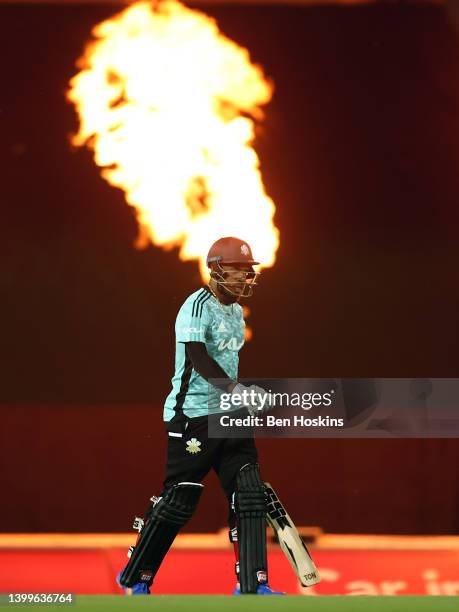 Chris Jordan of Surrey looks on during the Vitality T20 Blast match between Surrey and Glamorgan at The Kia Oval on May 27, 2022 in London, England.