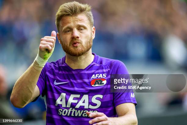 Fredrik Midtsjo of AZ Alkmaar during the Dutch UEFA Europa Conference League play-off final - First Leg match between Vitesse and AZ Alkmaar at...