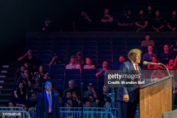 Former U.S. President Donald Trump speaks at the George R. Brown Convention Center during the National Rifle Association annual convention on May 27,...