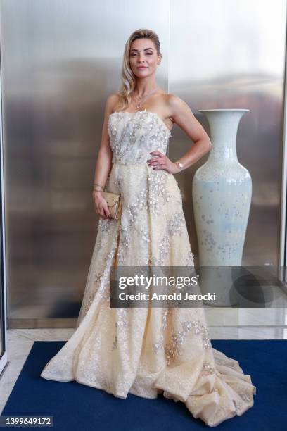 Priscilla Betti is seen at the Martinez Hotel during the 75th annual Cannes film festival on May 27, 2022 in Cannes, France.