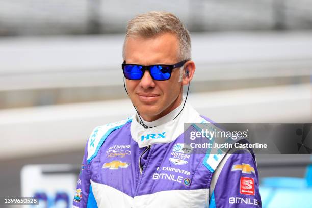 Ed Carpenter of the USA and Ed Carpenter Racing looks on during the 2022 Indianapolis 500 Carb Day at Indianapolis Motor Speedway on May 27, 2022 in...