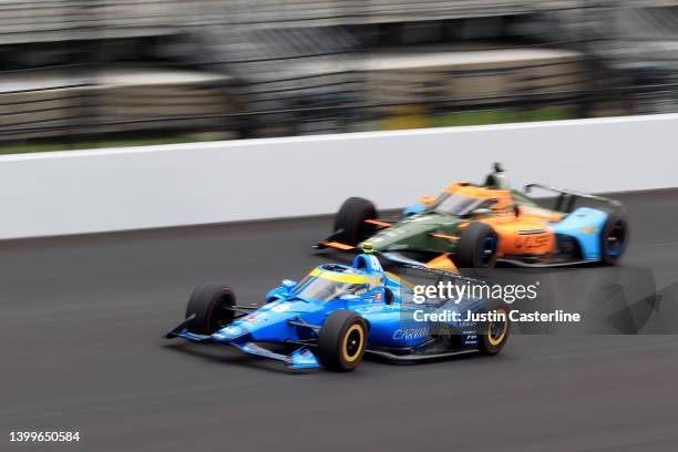 Jimmie Johnson of United States drives his Chip Ganassi Racing during the 2022 Indianapolis 500 Carb Day at Indianapolis Motor Speedway on May 27,...