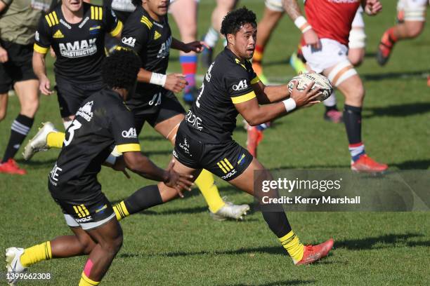 Sean Ralph of the NZ Barbarians U20's scores a try during the New Zealand Super Rugby Under 20s match between the Barbarians and Hurricanes at Owen...