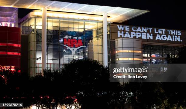 General view of the GOP: Guns Over People Projection at the NRA Convention on May 27, 2022 in Houston, Texas.