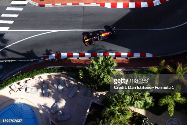 Max Verstappen of the Netherlands driving the Oracle Red Bull Racing RB18 Honda during practice ahead of the F1 Grand Prix of Monaco at Circuit de...