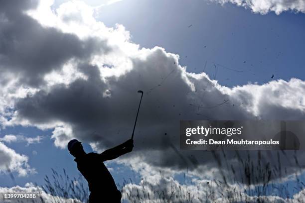 Ricardo Gouveia of Portugal plays his second shot on the 15th hole during Day Two of the Dutch Open at Bernardus Golf on May 27, 2022 in Cromvoirt,...