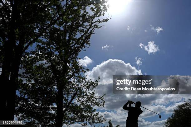 Eddie Pepperell of England tees off on the 14th hole during Day Two of the Dutch Open at Bernardus Golf on May 27, 2022 in Cromvoirt, Netherlands.
